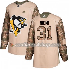 Adidas Maillot de Hockey Pittsburgh Penguins Antti Niemi 31 2017-2018 Camo Veterans Day Practice Authentic - Homme